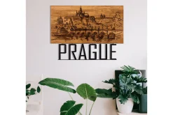 Skilt-Prague Veggdekor Svart/Valnøtt