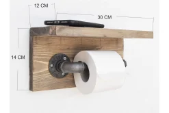 Baderom-Pukkuri Papirholder 30 cm Brun,Svart