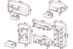 Scandinavian Choice Møbelsett Til Stue-Querty Stuesett LED-belysning 7 Deler Hvit LED tre