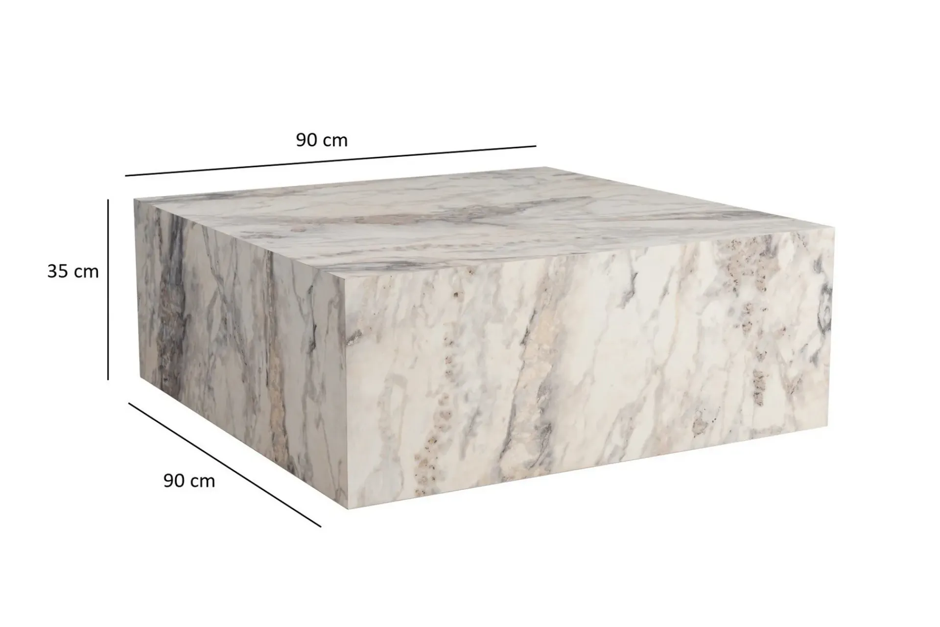 Sofabord-Rambabu Sofabord 90 cm Hvit Marmor