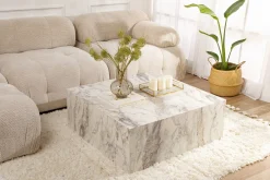 Sofabord-Rambabu Sofabord 90 cm Hvit Marmor