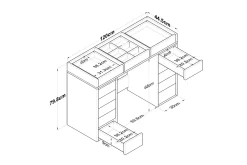 Sminkebord & Toalettbord-Ramender Sminkebord med Oppbevaring Bordplate i 120 cm Glass