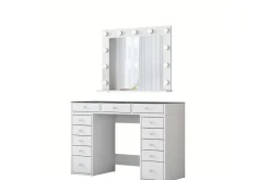 Sminkebord & Toalettbord-Ramender Stort Sminkebord med speil og lys med oppbevaring Glass