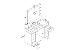 Sminkebord & Toalettbord-Ramender Stort Sminkebord med speil og lys med oppbevaring Glass