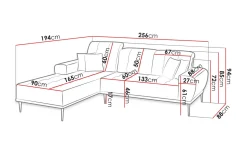 Rapale 3-seters Sofa med Divan Venstre med Puter