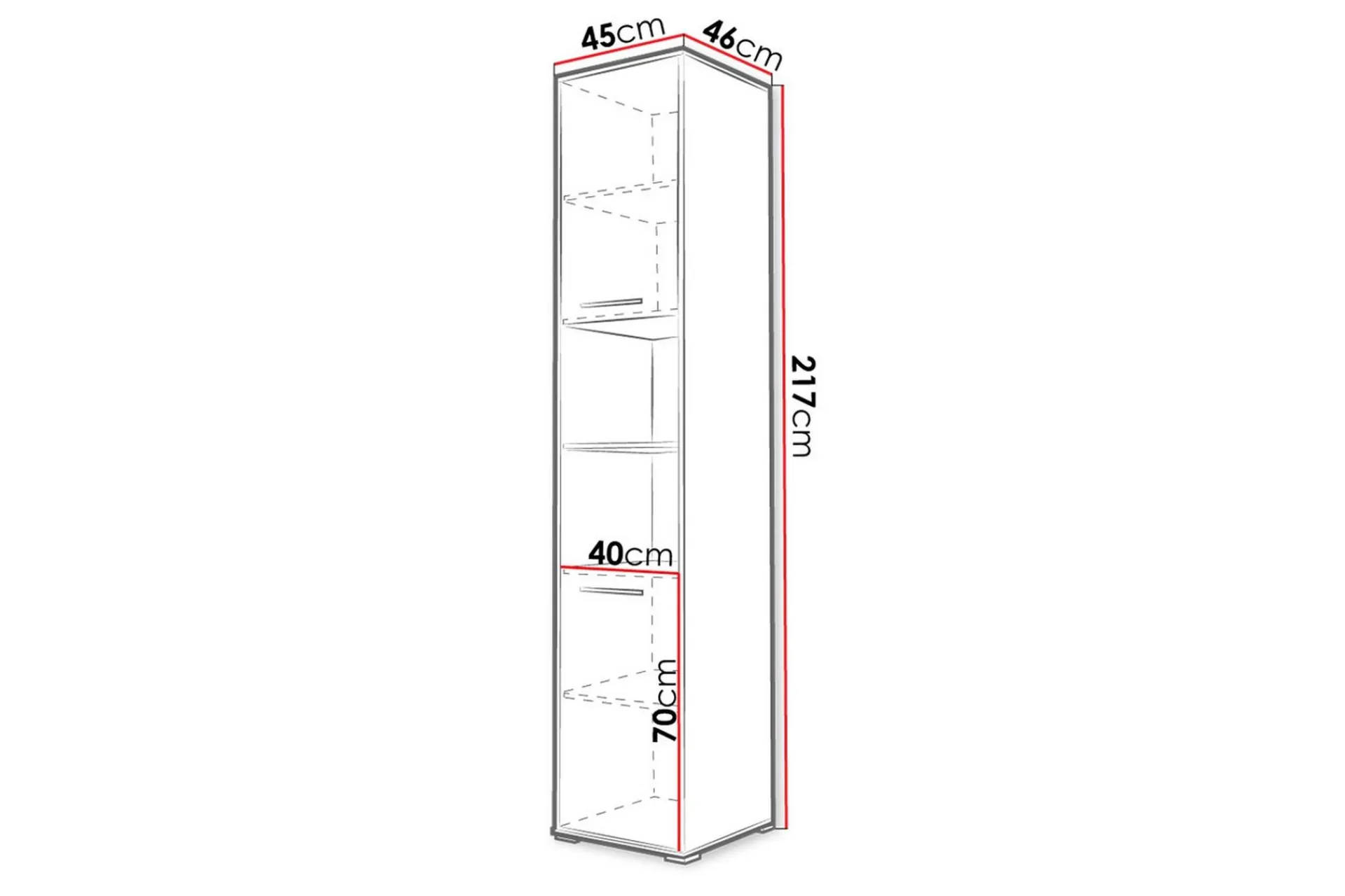Oppbevaringsskap|Skap-Rauk Förvaringsskåp 45 cm White High gloss 45x46x217 Hvit Høyblank
