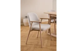 Karmstoler|Spisestoler & Kjøkkenstoler-Reciclar Spisestol i bouclé med armlener i eik Beige,Cream