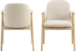 Karmstoler|Spisestoler & Kjøkkenstoler-Reciclar Spisestol i bouclé med armlener i eik Beige,Cream