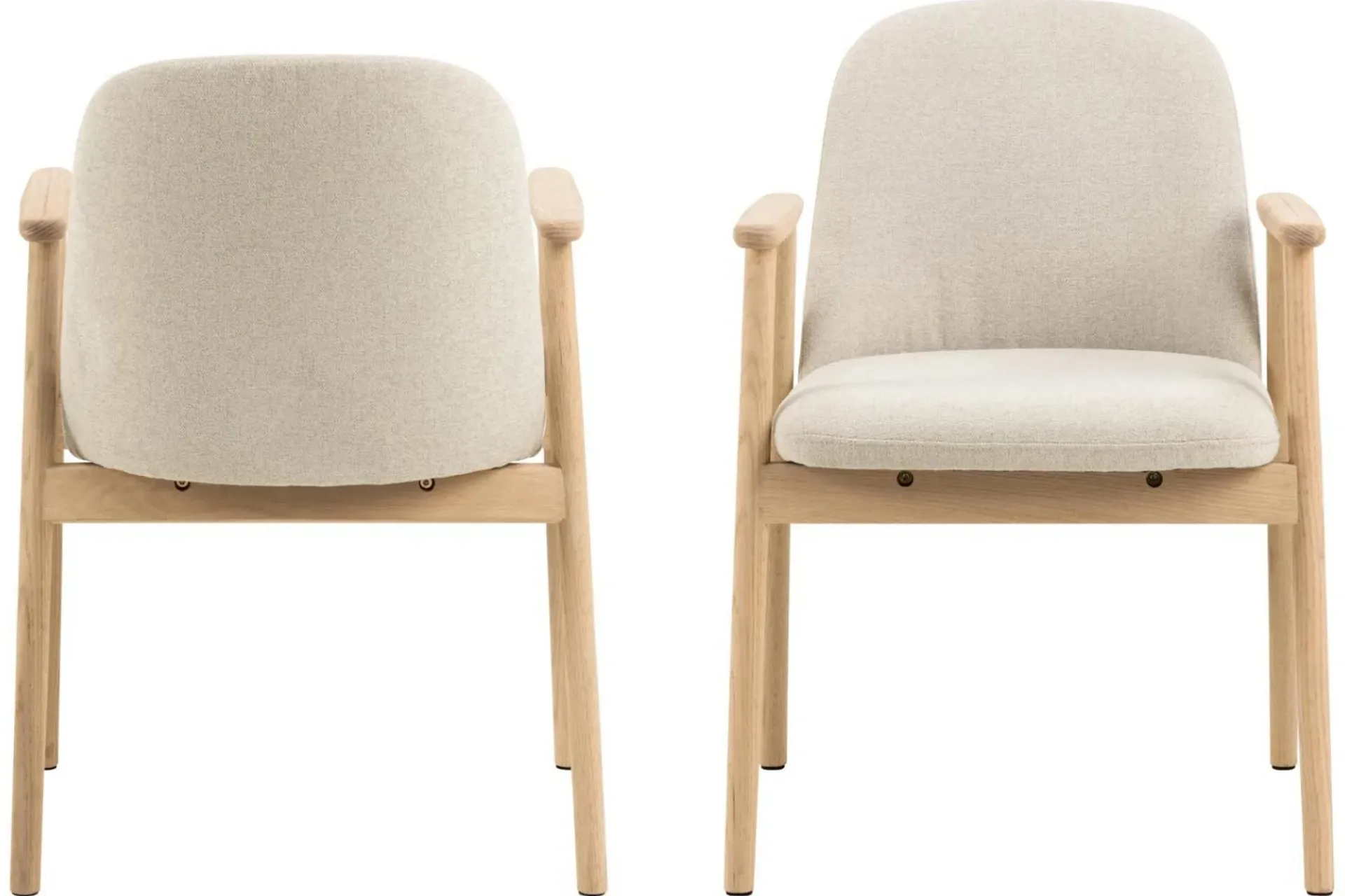 Karmstoler|Spisestoler & Kjøkkenstoler-Reciclar Spisestol i bouclé med armlener i eik Beige,Cream