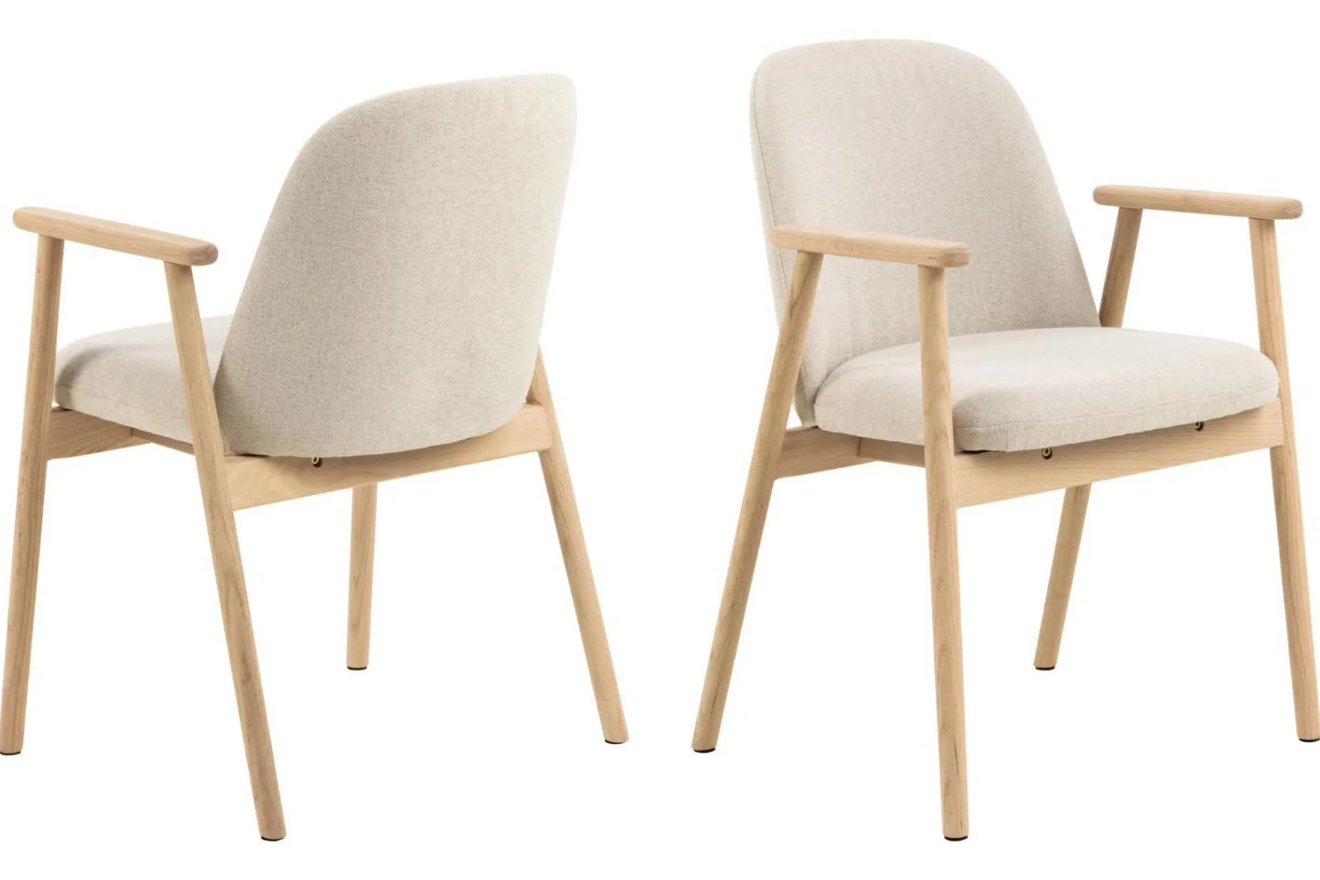 Karmstoler|Spisestoler & Kjøkkenstoler-Reciclar Spisestol i bouclé med armlener i eik Beige,Cream