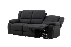 Comfort Living Reclinersofa med hjørne Singapore reclinersofa 3-seter kunstskinn Svart