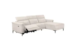 Loft24 Hjørnesofa-Reclinersofa med hjørne Hjørnesofa Lund med elektrisk recliner Hvit Høyrevendt White