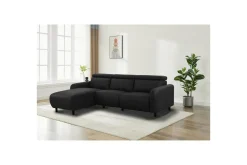 Loft24 Hjørnesofa-Reclinersofa med hjørne Hjørnesofa Skaane med elektrisk recliner Svart Venstrevendt Kunstskinn Black