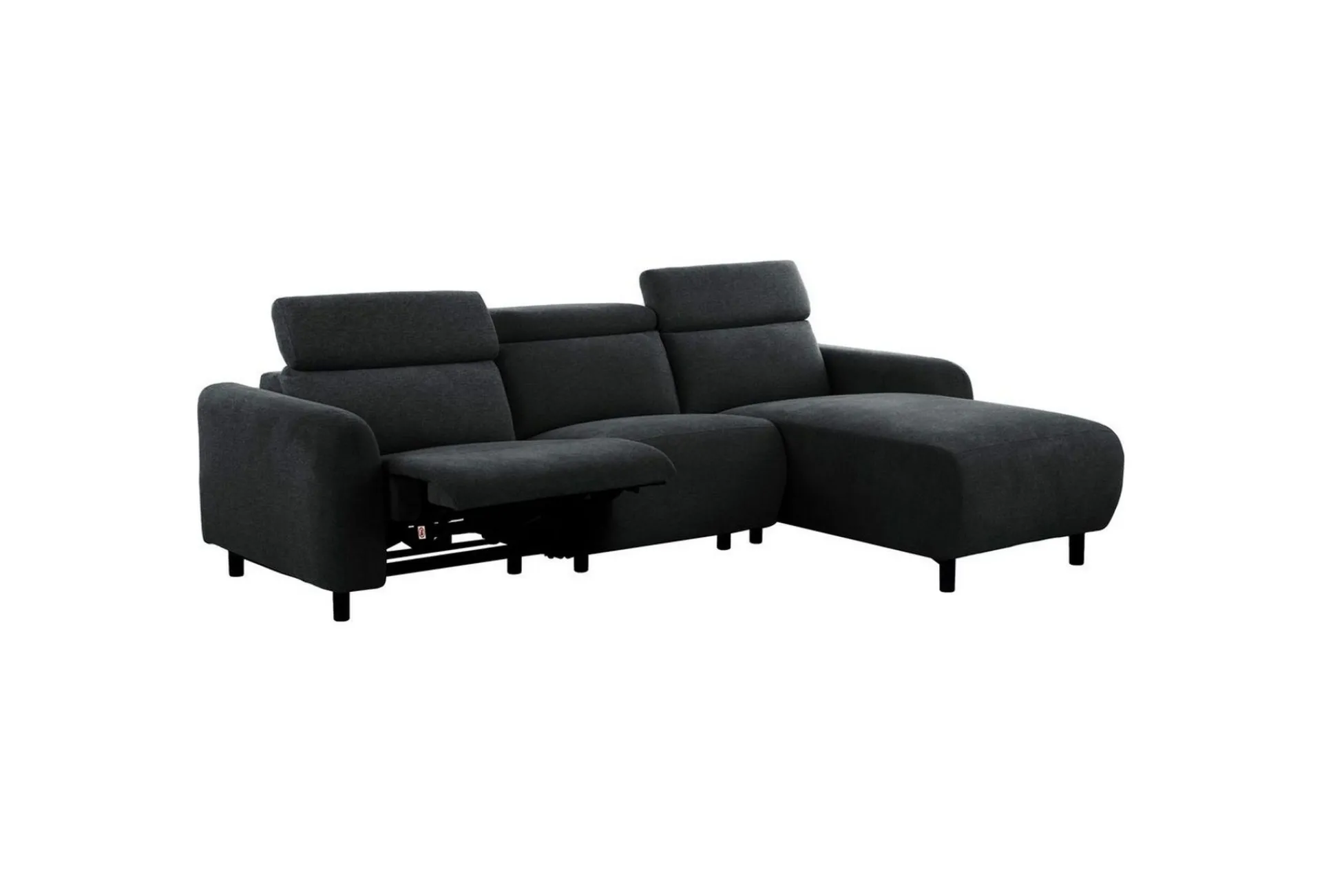 Loft24 Reclinersofa med hjørne Hjørnesofa Skaane med manuell reclinerstol Grå Belfast-stoff