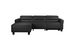 Loft24 Reclinersofa med hjørne Hjørnesofa Carpari med manuell recliner Svart Venstrevendt Belfast-stoff