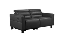 Loft24 Reclinersofa uten hjørne Sofa 2-seter Carpari med manuelt oppfellbart fotstøtte Svart Kunstskinn