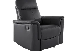 Loft24 Lenestoler-Recliner Southbrook , Ekte skinn/PU/Tre/Metall, Manuell hvilestol Svart