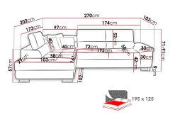 Velour Sofa & Fløyel Sofa|Sovesofaer-Reginia Sovesofa m. Sjeselong L-formet Moon 9 + Nour Sammet 20 + Moon 9