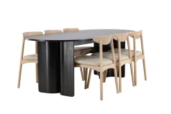 Venture Home Rektangulær spisegruppe Tyresö 220 cm med 6 Ven stoler