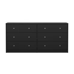 Tvilum Kommode|Gangoppbevaring-Renor Kommode dobbel kommode med 6 skuffer 143x30x68 cm Svart