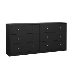 Tvilum Kommode|Gangoppbevaring-Renor Kommode dobbel kommode med 6 skuffer 143x30x68 cm Svart