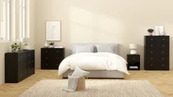 Tvilum Kommode|Gangoppbevaring-Renor Kommode dobbel kommode med 6 skuffer 143x30x68 cm Svart