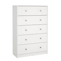 Tvilum Kommode|Gangoppbevaring-Renor Kommode med 5 skuffer 72x30x108 cm Hvit