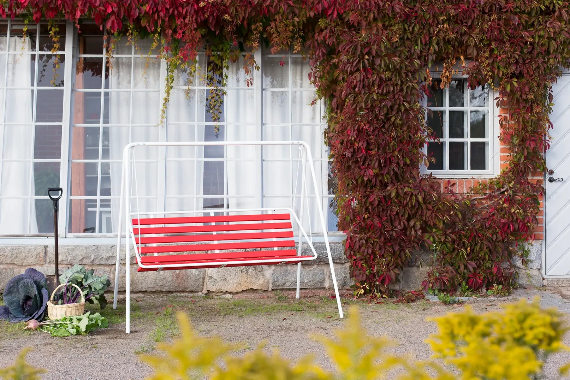 Varax Hammocker-Retro 3-seter Hammock hvit ramme Rød/Hvit