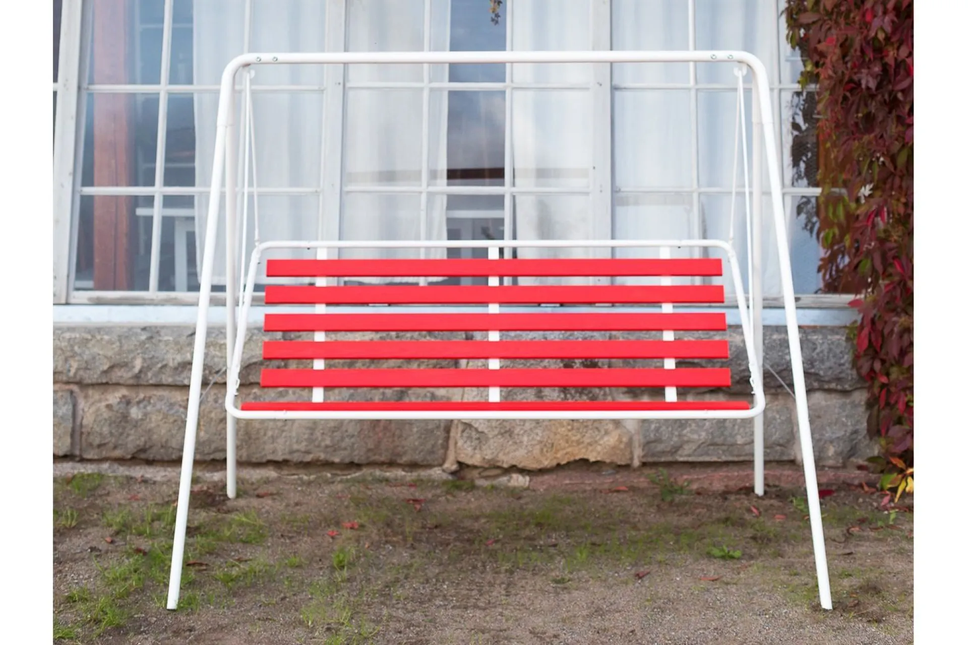 Varax Hammocker-Retro 3-seter Hammock hvit ramme Rød/Hvit