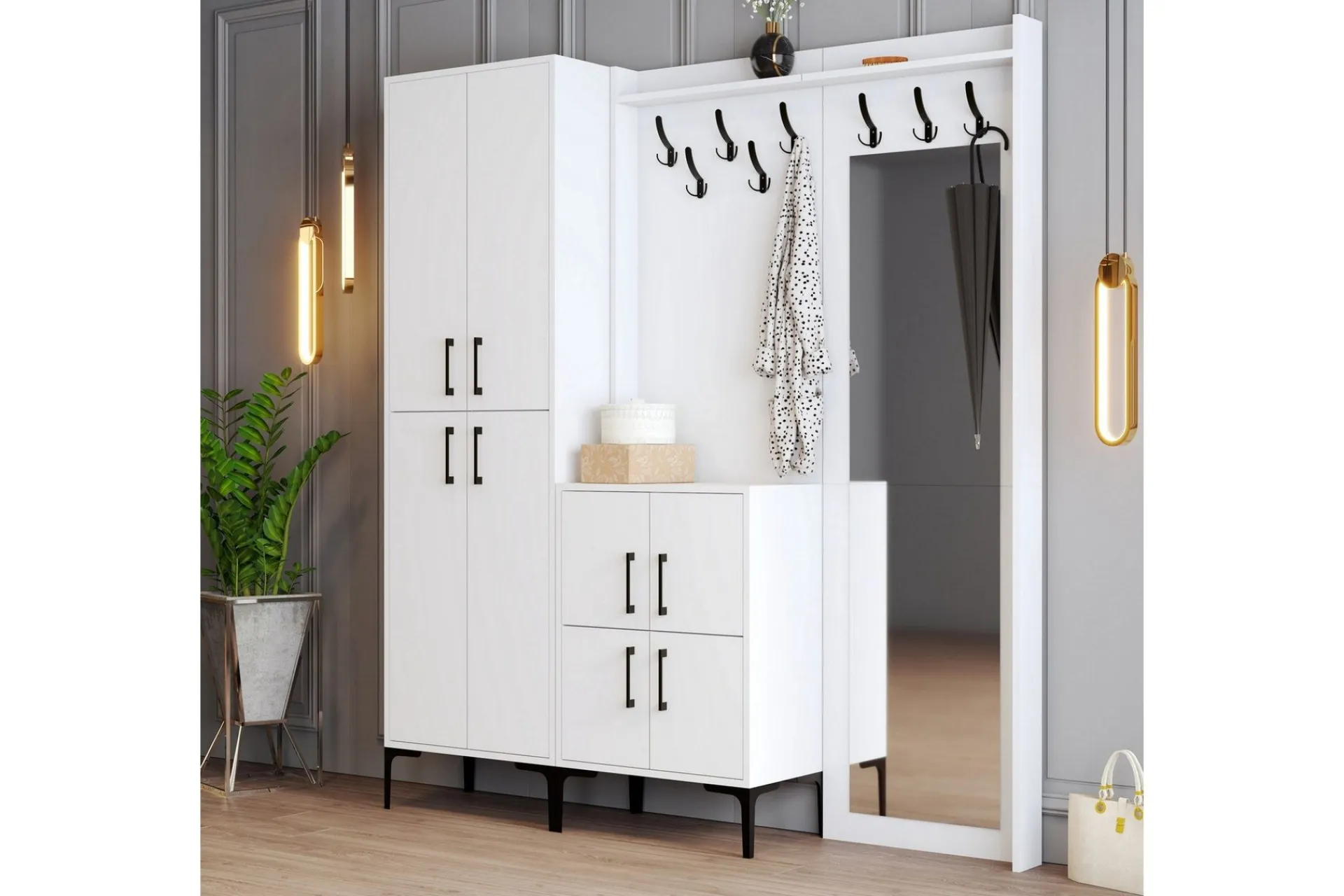 Møbelsett Til Gang & Entre|Møbelsett Til Gang & Entre-Retzow Hallmöbelset 35x180 cm Hvit