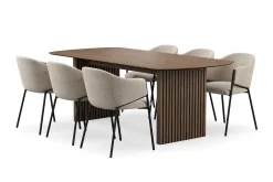 Bark Sminkebord & Toalettbord|Spisegrupper-Richeto spisebord 210 cm med 6 Filip spisestoler Røkt eik