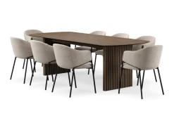 Bark Sminkebord & Toalettbord|Spisegrupper-Richeto spisebord 240 cm med 8 Filip spisestoler Røkt eik