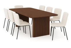 Bark Spisegrupper-Richeto spisebord 240 cm med 8 Katy spisestoler Røkt eik