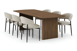 Bark Richeto spisebord 240 cm med 6 Sawako stoler