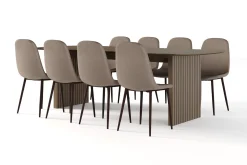 Bark Sminkebord & Toalettbord|Spisegrupper-Richeto spisebord røkt eik 240 cm valnøtt + 8 stk. Nibe stol med valnøttben Brun