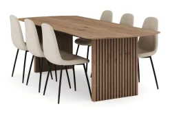 Bark Richeto Spisegruppe 240 cm med 6 Polar Spisestoler