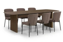Bark Richeto spisegruppe røkt eik 210 cm med 6 Elsie spisestoler