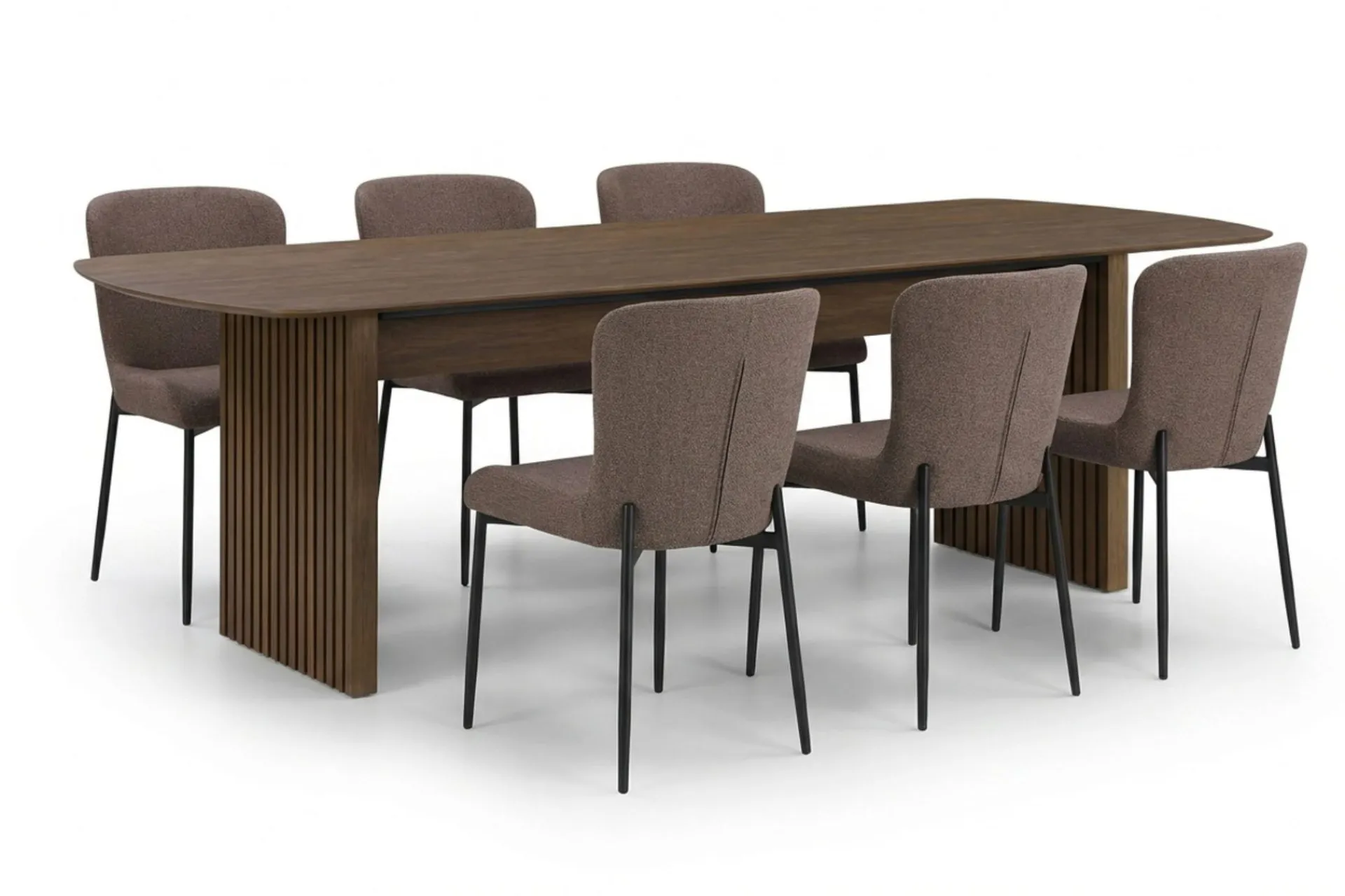 Bark Richeto spisegruppe røkt eik 210 cm med 6 Elsie spisestoler