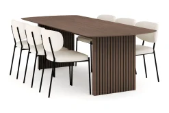 Bark Spisegrupper-Richeto Spisegruppe 240 cm med 6 Gemmiano Spisestoler Røkt eik