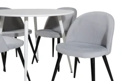 Venture Home Spisegrupper-Ridones Spisegruppe 100 cm Rund inkl. 4 Valeri Cordfløyelsto Hvit