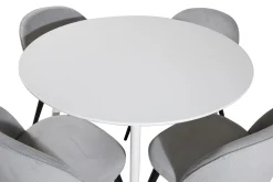Venture Home Spisegrupper-Ridones Spisegruppe 100 cm Rund inkl. 4 Valeri Cordfløyelsto Hvit