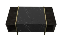 Sofabord-Riello Sofabord 104 cm med Oppbevaringshyller + Lucka Svart,Gull
