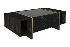 Sofabord-Riello Sofabord 104 cm med Oppbevaringshyller + Lucka Svart,Gull