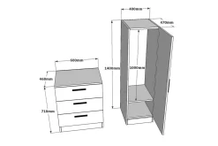 Kommode-Rinorea Oppbevaringsskap 40x140 cm Hvit