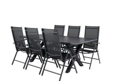 Venture Home Spisegrupper Hage-Rives Spisegruppe 200cm + 6 Break Posisjonsstoler Svart/Grå