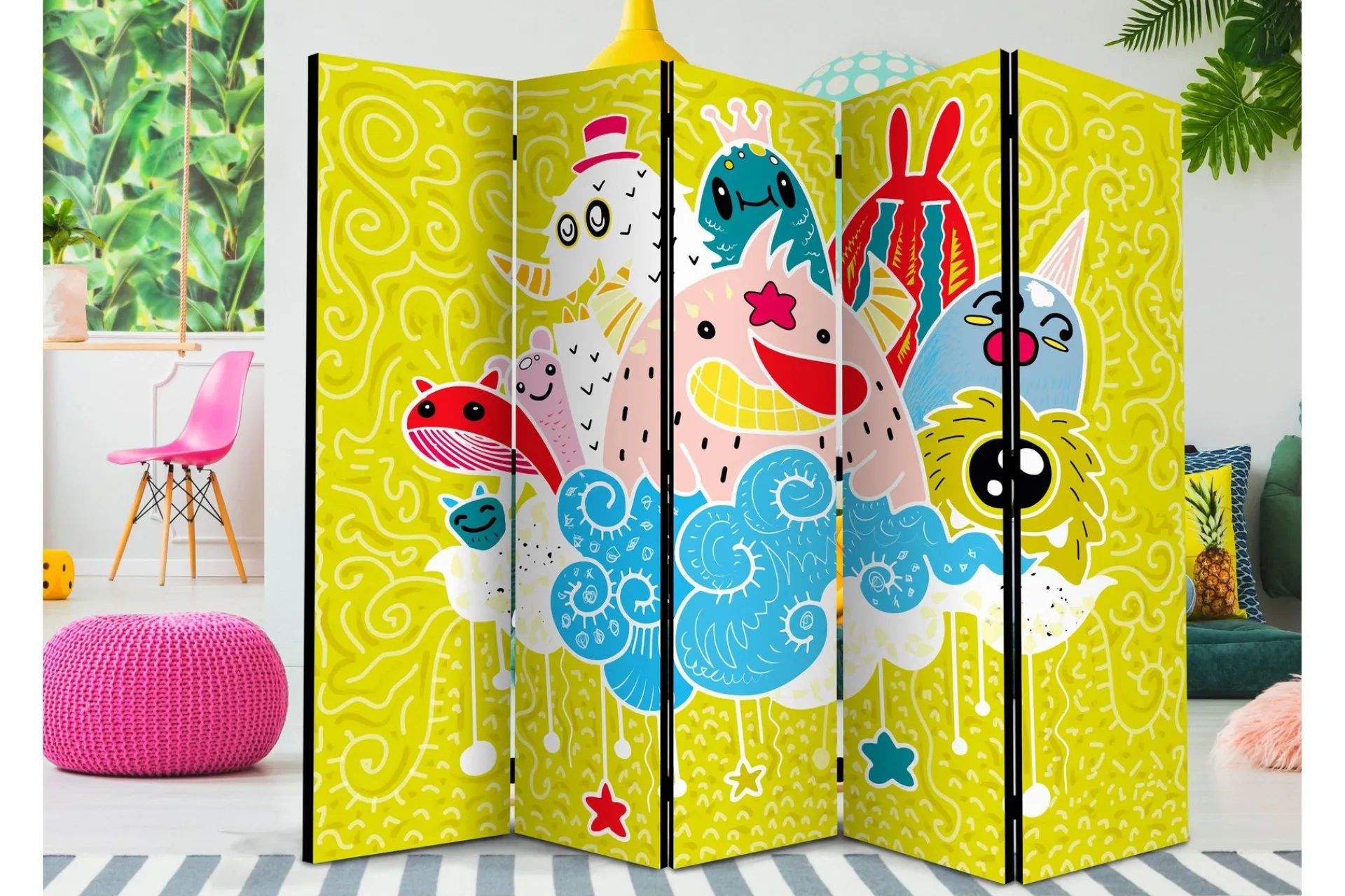 Bretteskjerm-Romdeler Happy Creatures II 222x517 cm