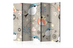 Bretteskjerm-Romdeler Natural Pattern with Birds II