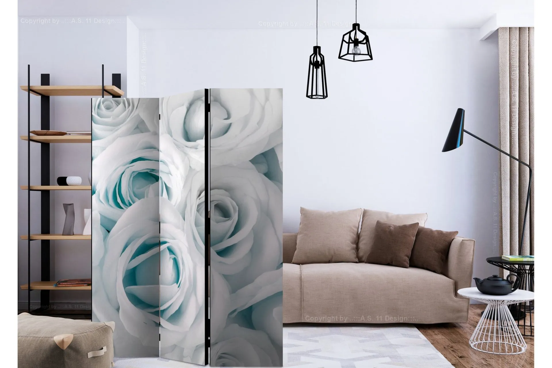 Bretteskjerm-Romdeler Satin Rose Turquoise