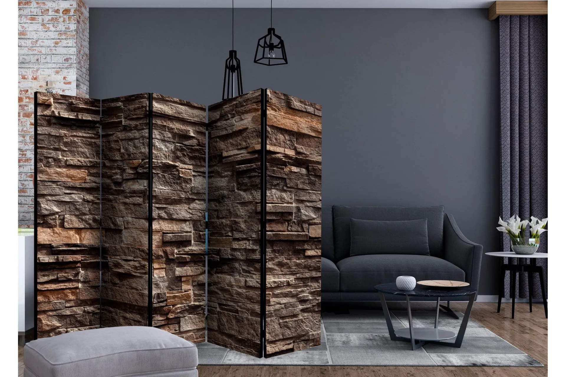 Avskjerming Skrivebord|Bretteskjerm-Romdeler - Stylish Bronze II 225x172