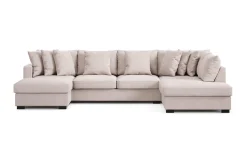 Scandinavian Choice Velour Sofa & Fløyel Sofa-Rossita 5-seters Høyrevendt U-formet Dyp Sofa med Divan og Sjeselong i Fløyel Beige